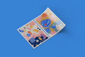 蓝色文创品牌样机
