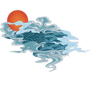 中国风PNG手绘国潮山水元素