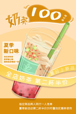 饮品冷饮奶茶果汁甜品冰激凌新品促销宣传海报221